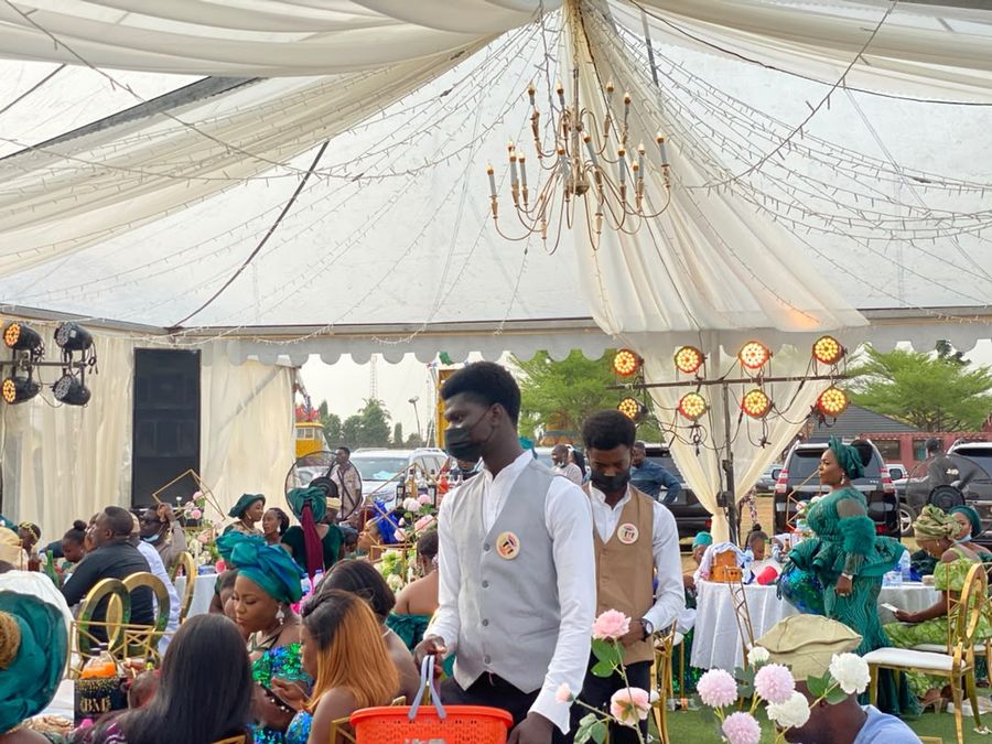 MANSA staff serving drinks at a wedding